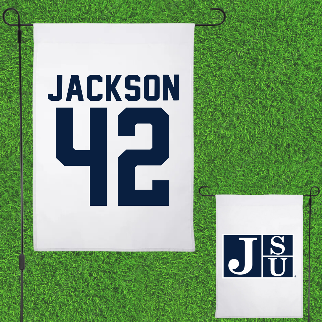 Jackson State University Softball White Garden Flag - #42 Jace Jackson