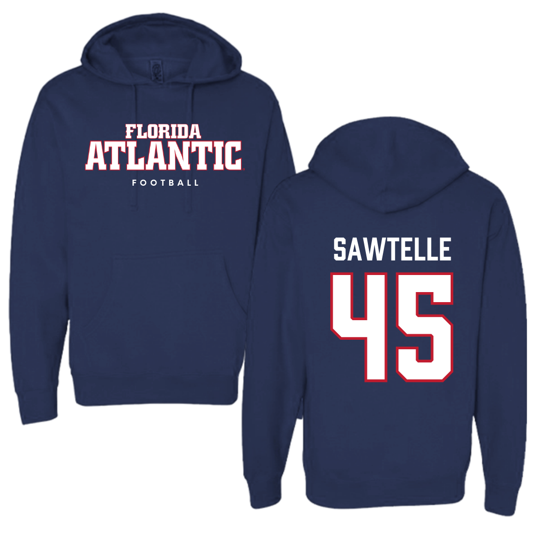 Florida Atlantic University Football Navy Block Hoodie - #45 Makai Sawtelle
