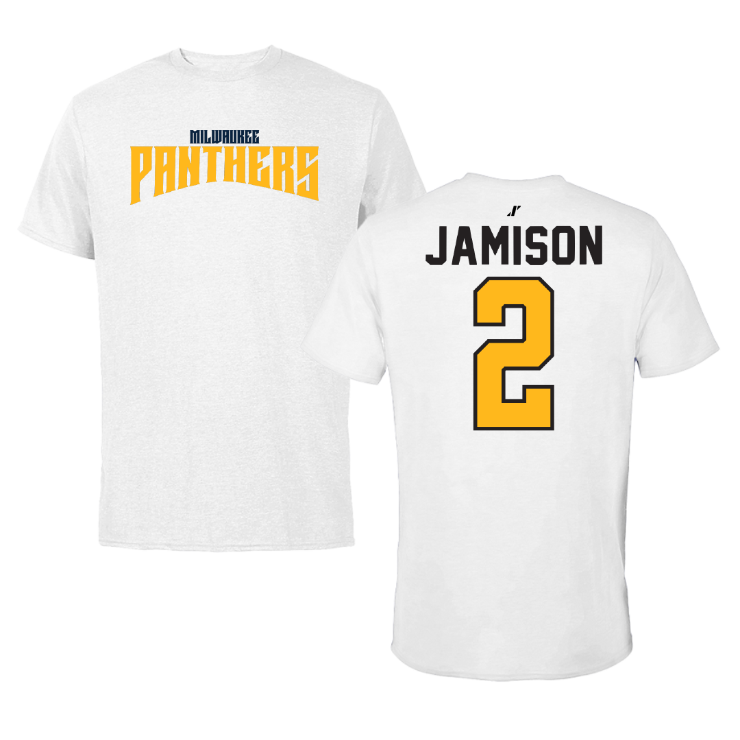 University of Wisconsin-Milwaukee Basketball White Classic Tee - #2 Elijah Jamison