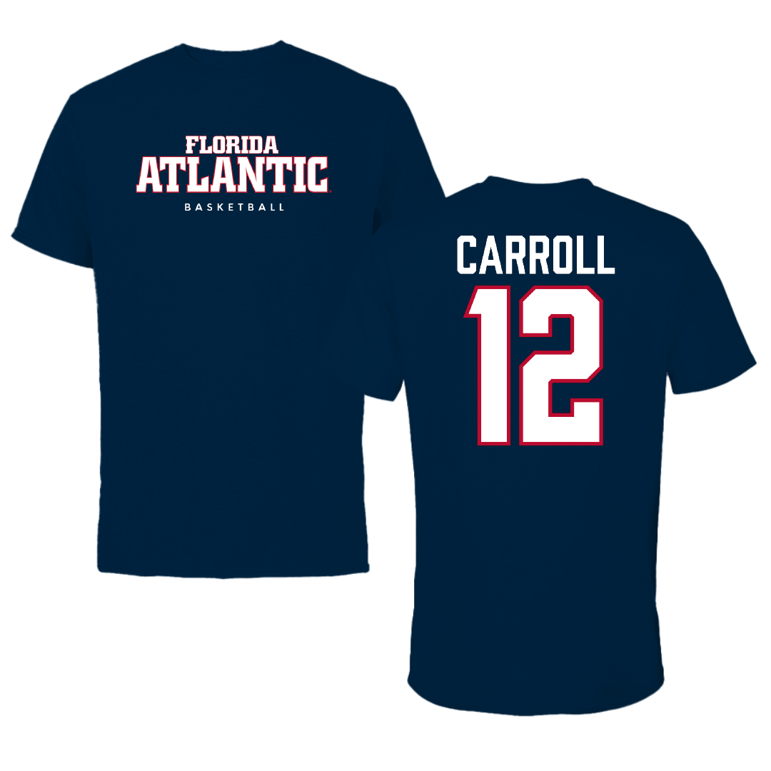 Florida Atlantic University Basketball Navy Block Performance Tee - #12 Tre Carroll