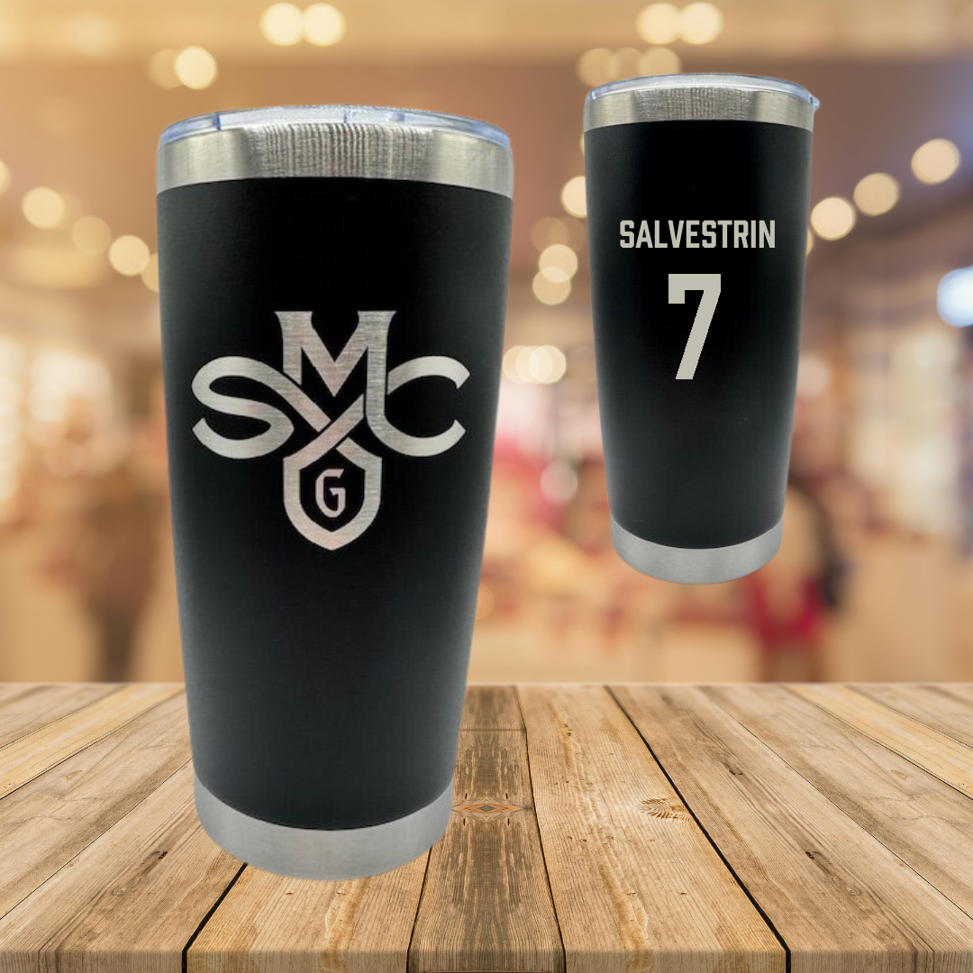 Saint Mary's College of California Soccer Black Stainless Steel Tumbler - #7 Tessa Salvestrin