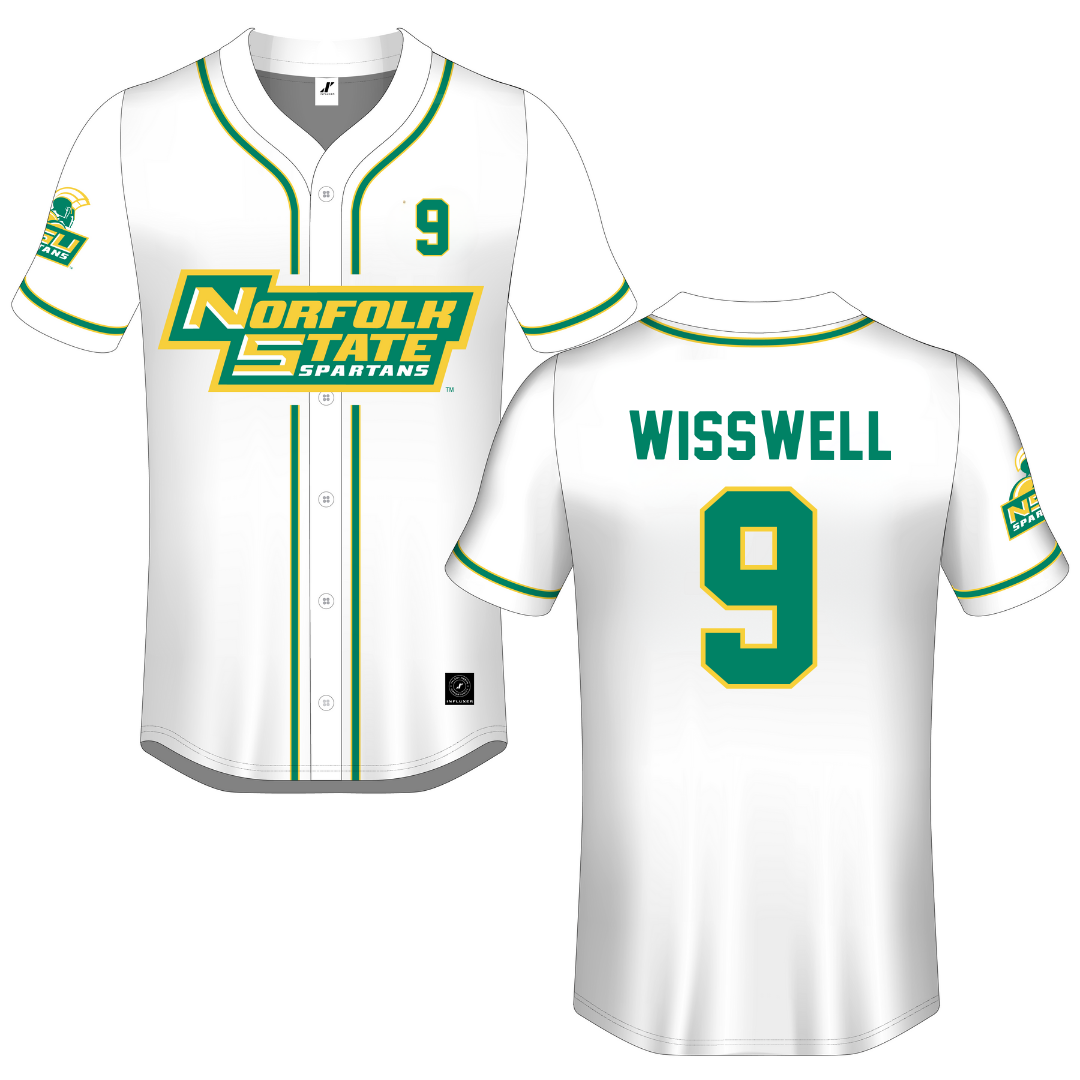 Norfolk State University White Button-Down Jersey - #9 Leah Wisswell