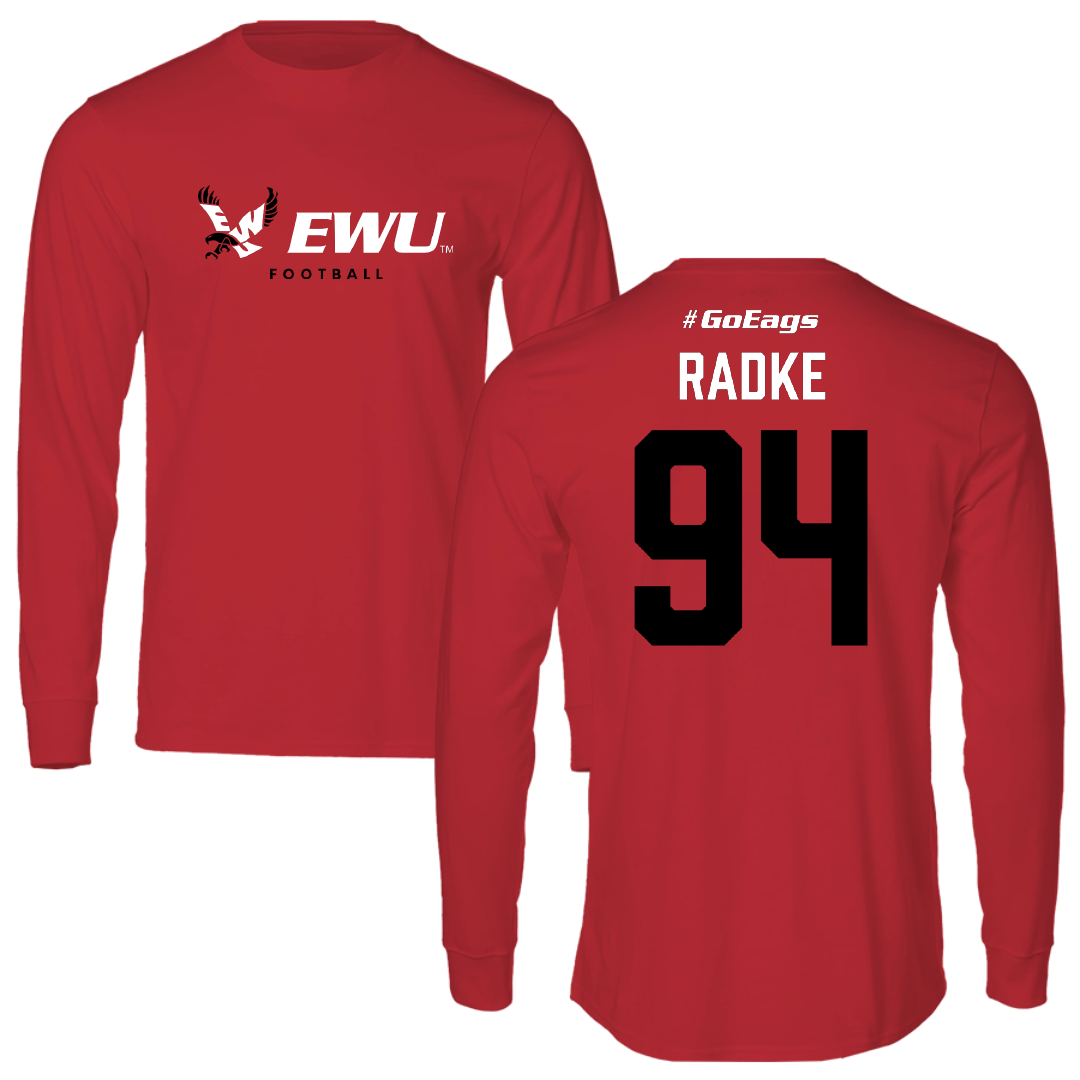 Eastern Washington University Football Red Performance Long Sleeve - #94 Jaden Radke