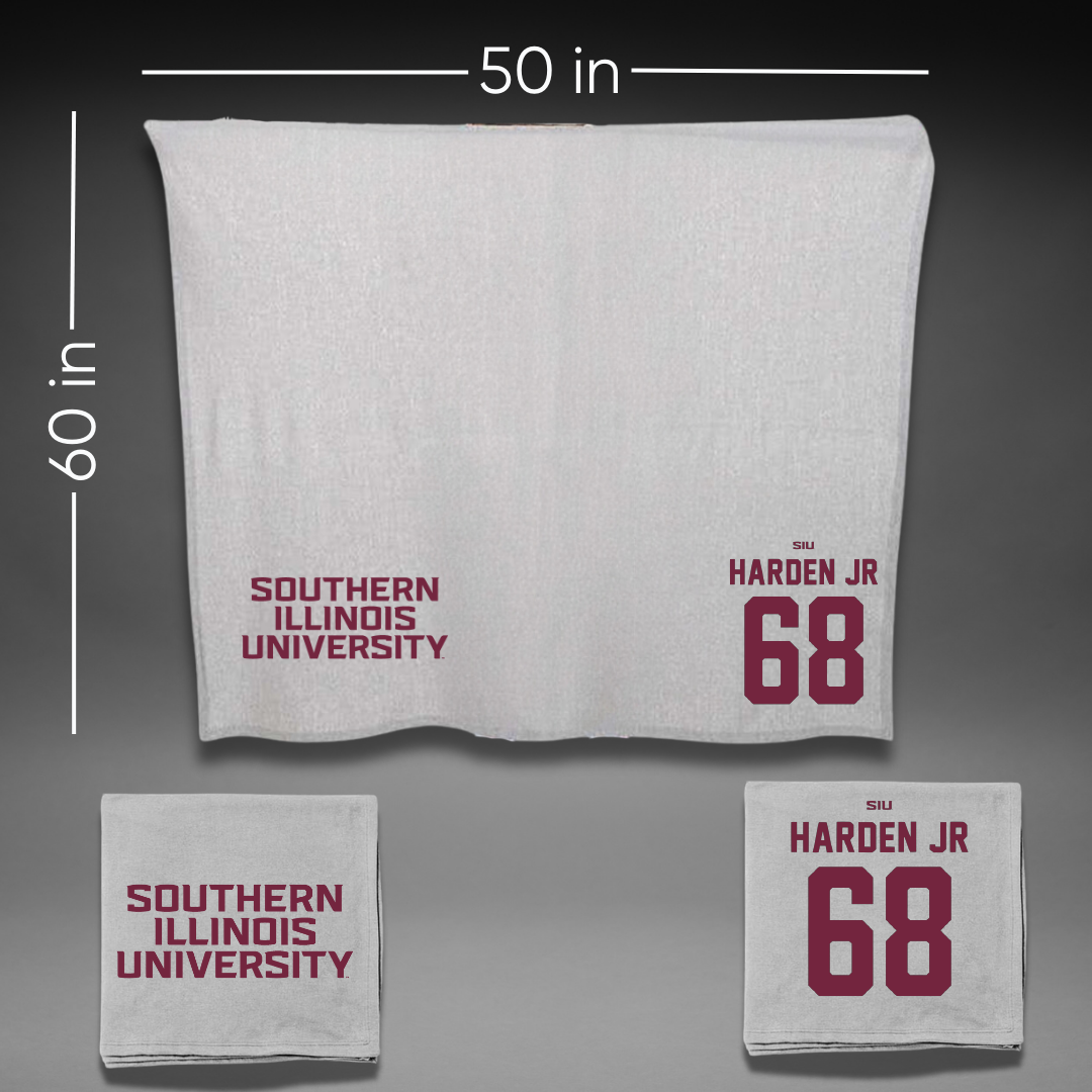 Southern Illinois University at Carbondale Football Gray Blanket - #68 Derek Harden Jr