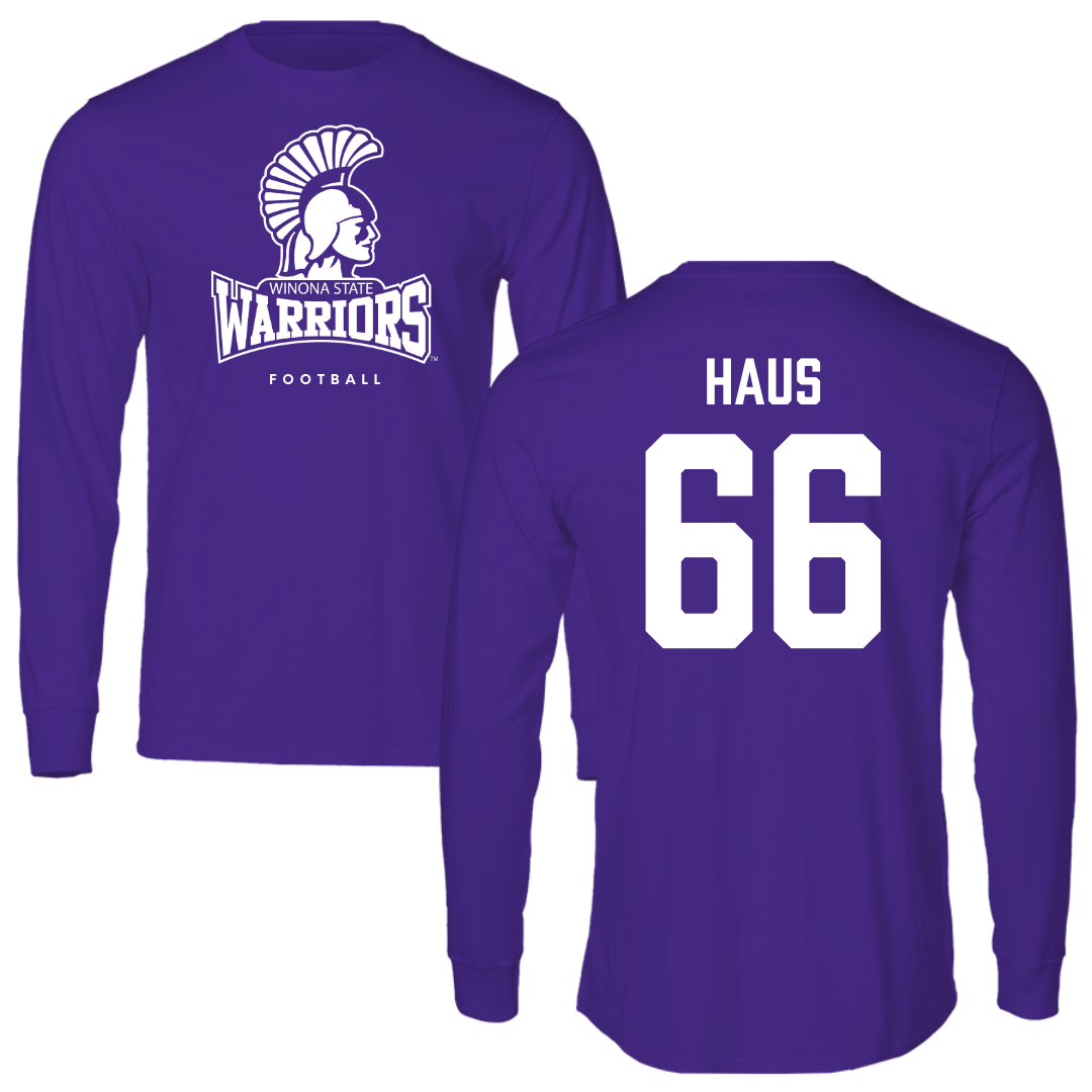 Winona State University Football Purple Performance Long Sleeve - #66 Blake Haus