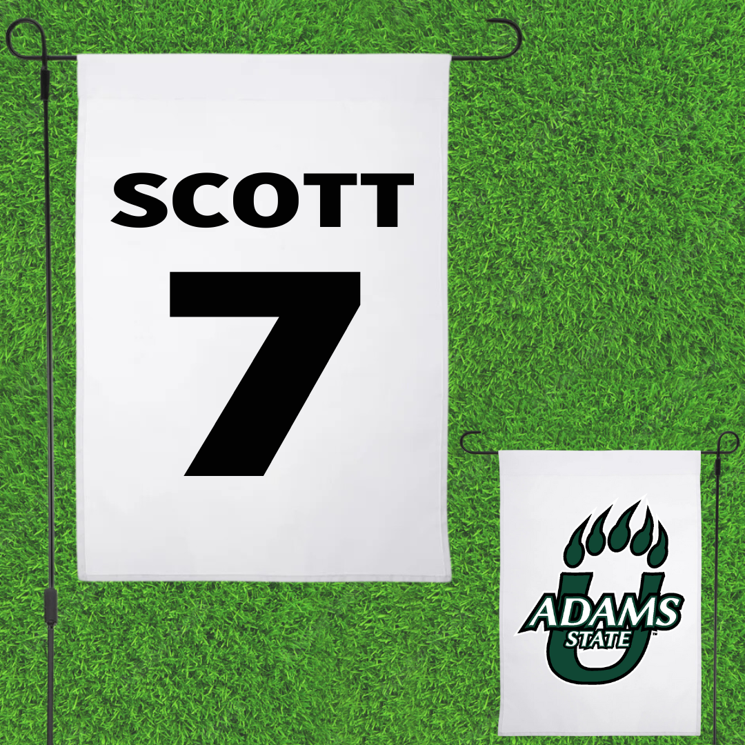 Adams State University Football White Garden Flag - #7 Jalen Scott