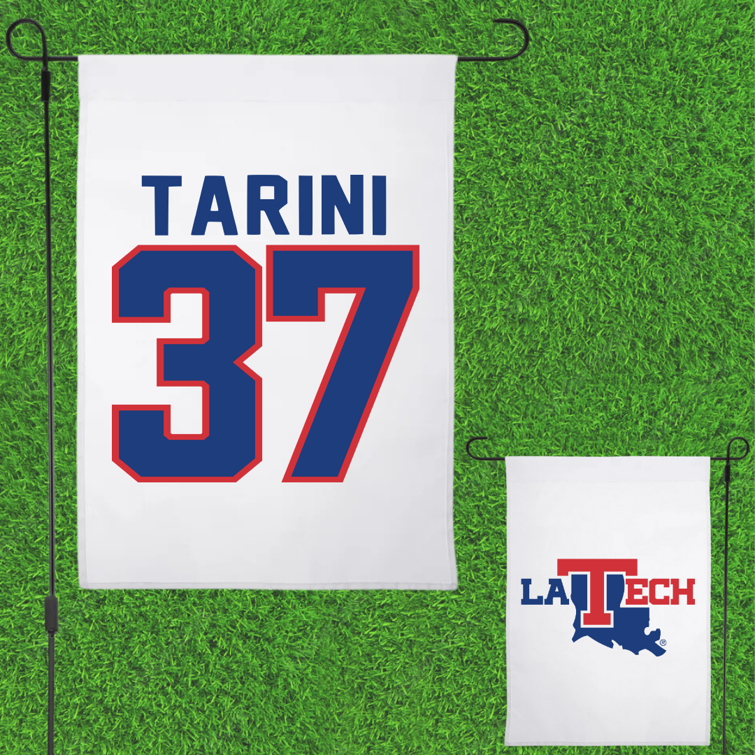Louisiana Tech University Baseball White Garden Flag - #37 Reece Tarini