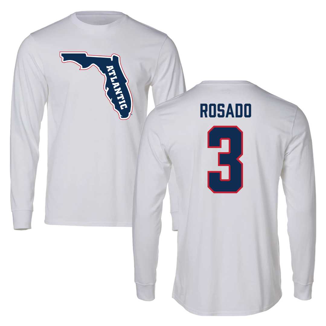 Florida Atlantic University Basketball White Long Sleeve - #3 Giancarlo Rosado