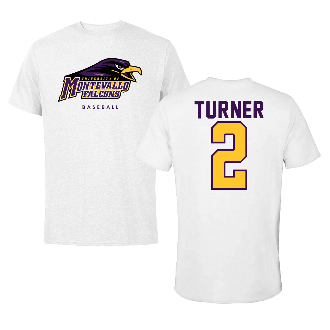 University of Montevallo Baseball White Tee - #2 McGwire Turner