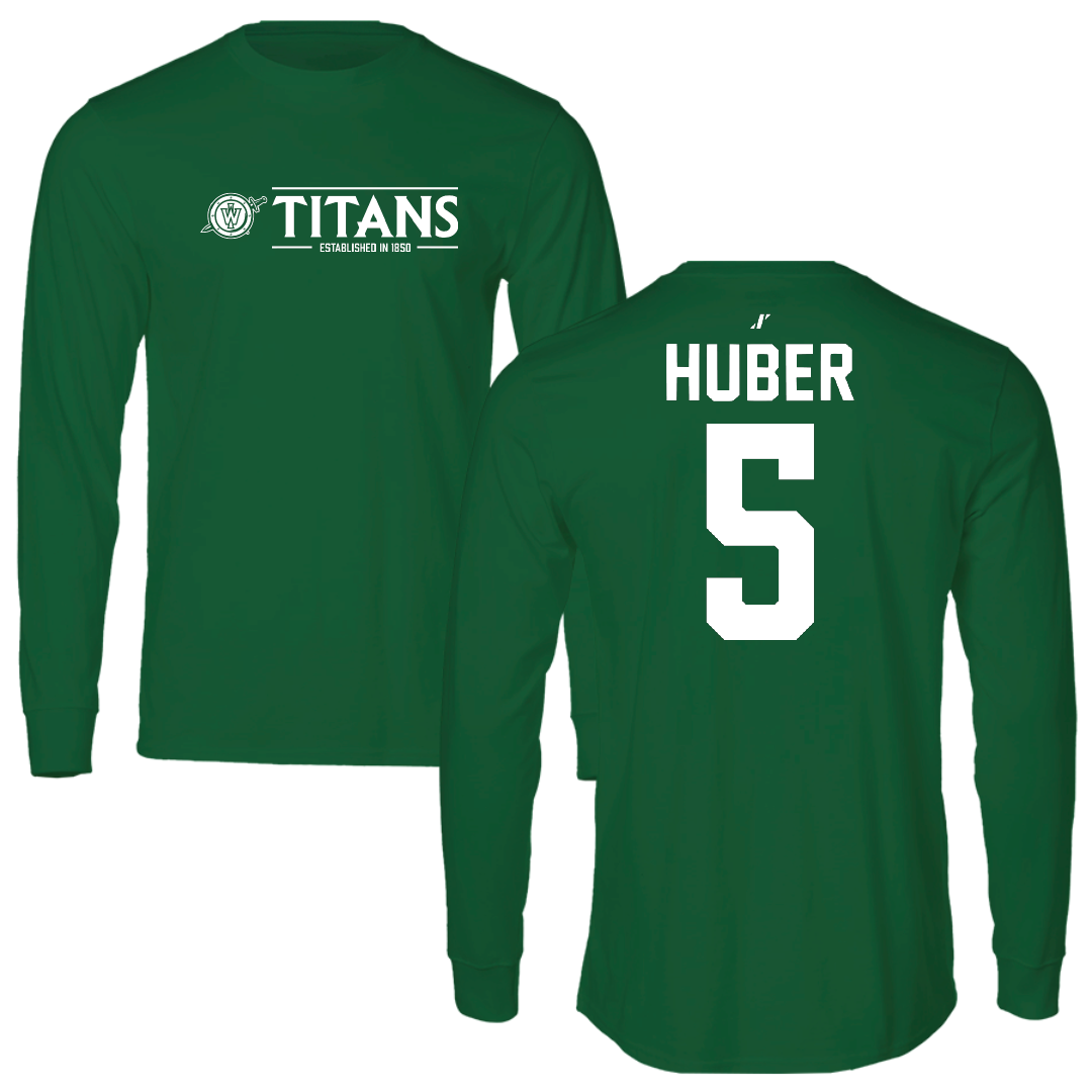 Illinois Wesleyan University Basketball Green General Long Sleeve - #5 Lauren Huber