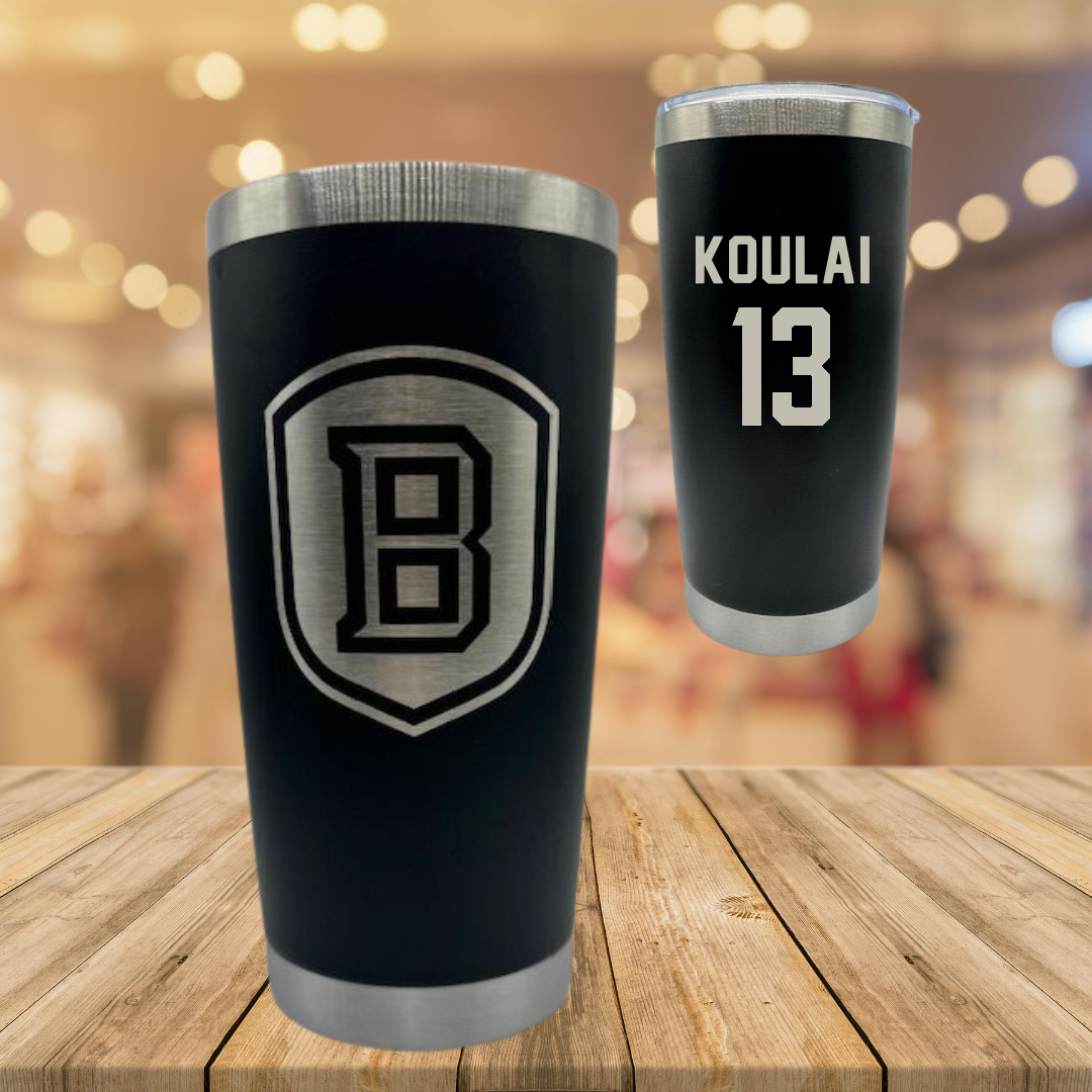 Bradley University Soccer Black Stainless Steel Tumbler - #13 Dj Koulai