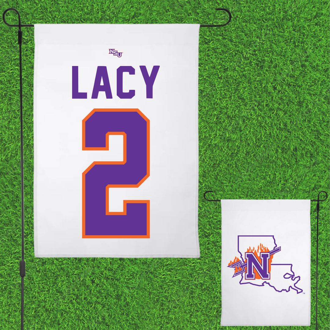 Northwestern State University Football White Garden Flag - #2 Kennieth Lacy