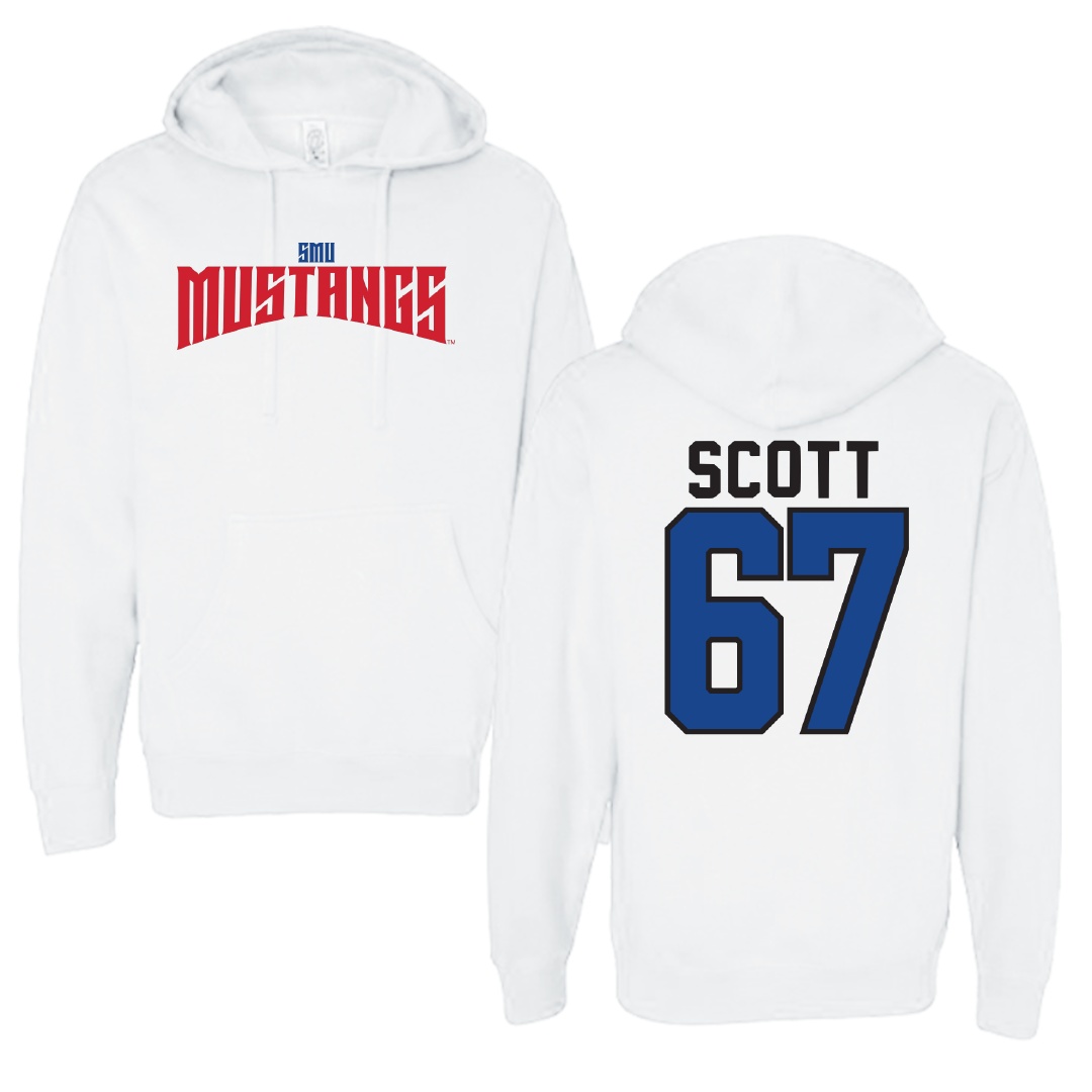 Southern Methodist University Football White Classic Hoodie - #67 Sean Scott