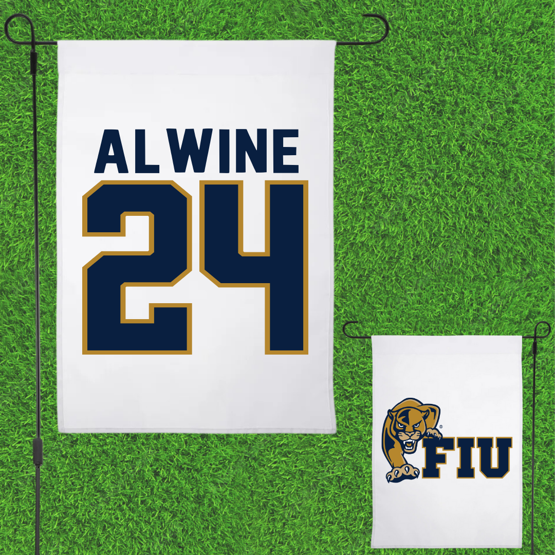 Florida International University Baseball White Garden Flag - #24 Evan Alwine