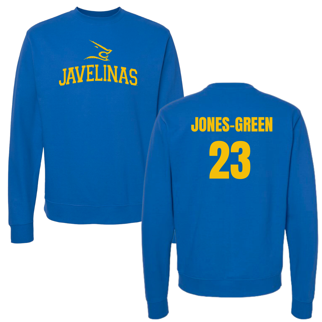 Texas A&M University-Kingsville Basketball Blue Crewneck - #23 Marcus Jones-Green