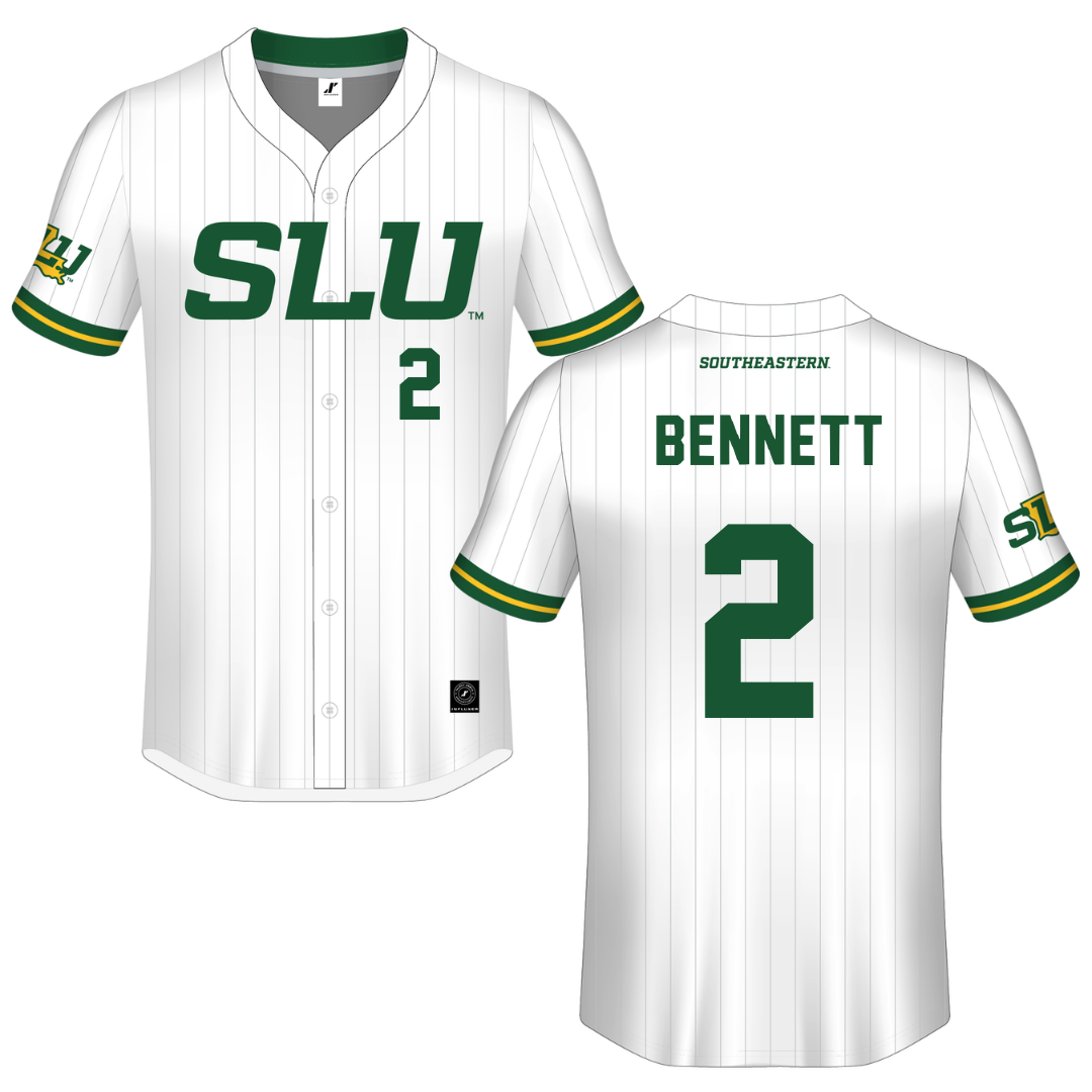 Southeastern Louisiana University White Pinstripe Button-Down Jersey - #2 Chloe Bennett