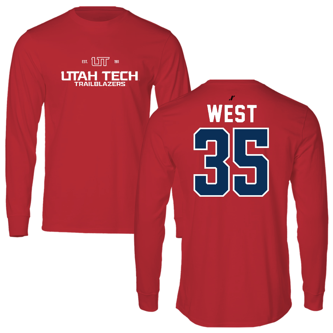 Utah Tech University Baseball Red General Long Sleeve - #35 Dakoda West