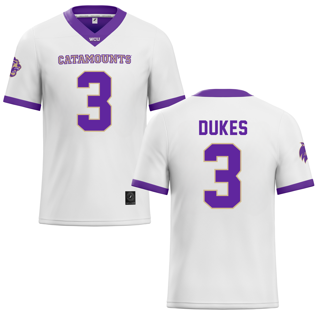 Western Carolina University White Football Jersey - #3 Samaurie Dukes