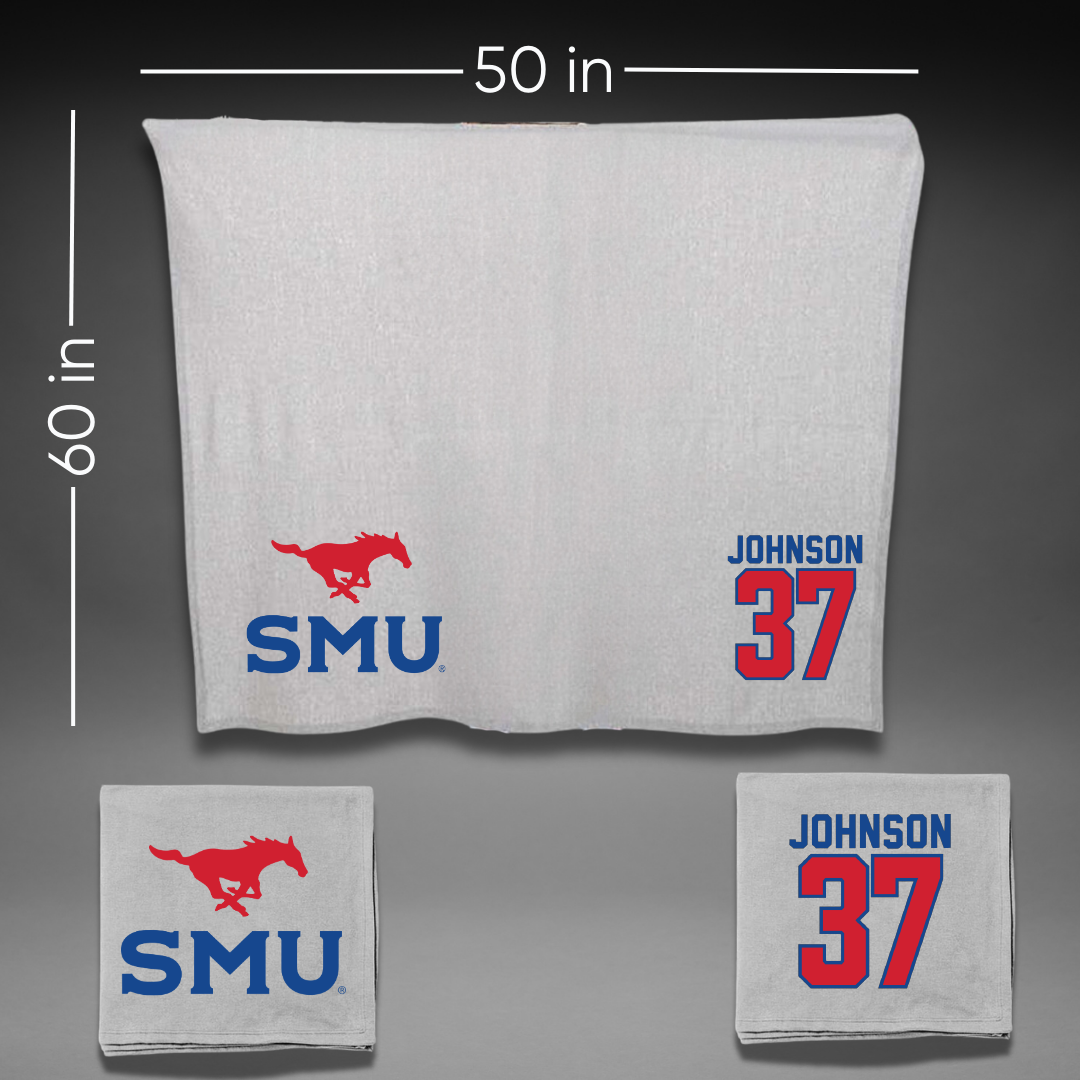 Southern Methodist University Soccer Gray Blanket - #37 Chance Johnson