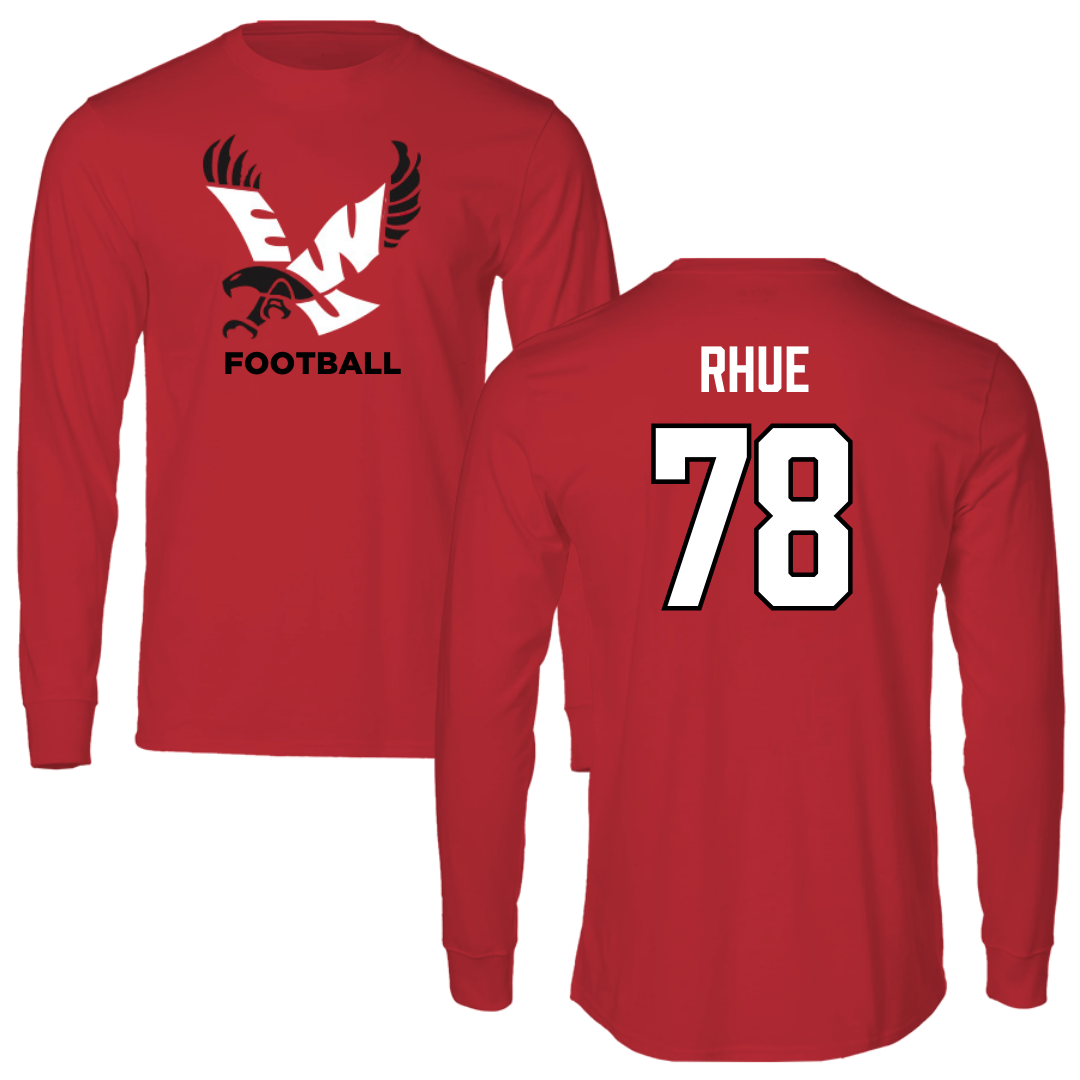 Eastern Washington University Football Red EWU Long Sleeve - #78 Gabe Rhue