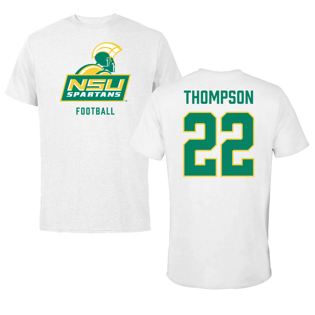 Norfolk State University Football White Performance Tee - #22 Ryan Thompson