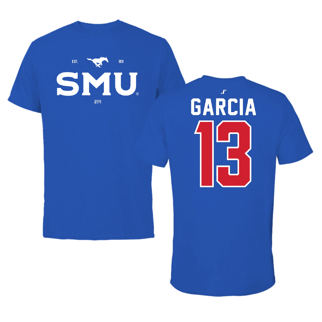 Southern Methodist University Soccer Blue General Tee - #13 Richie Garcia
