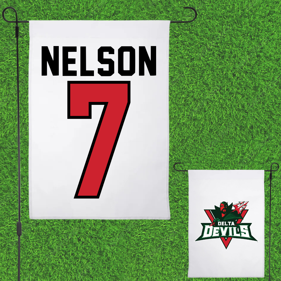 Mississippi Valley State University Football White Garden Flag - #7 Camo Nelson