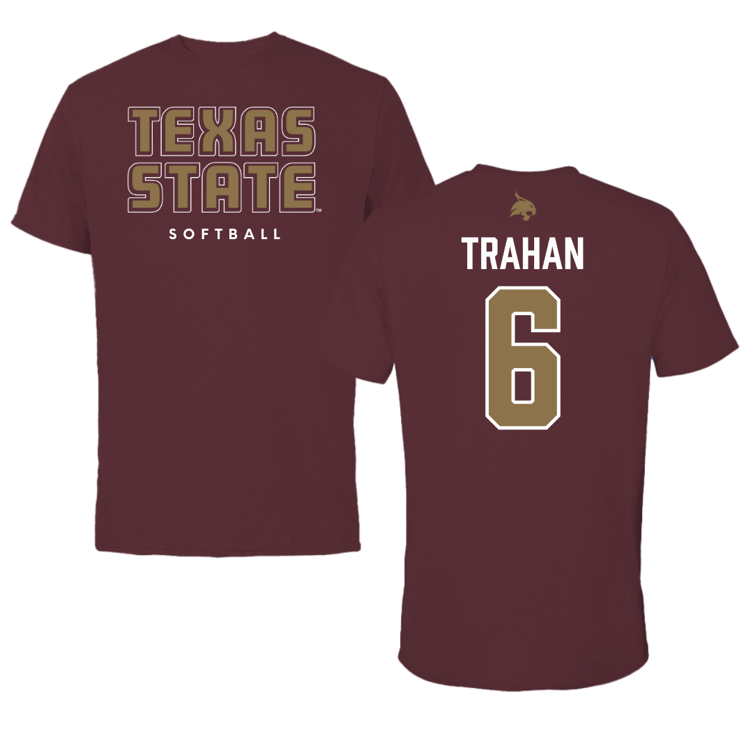 Texas State University Softball Maroon Performance Tee - #6 Ciara Trahan