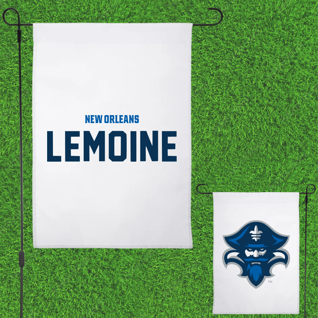 University of New Orleans POM White Garden Flag - Maysie Lemoine