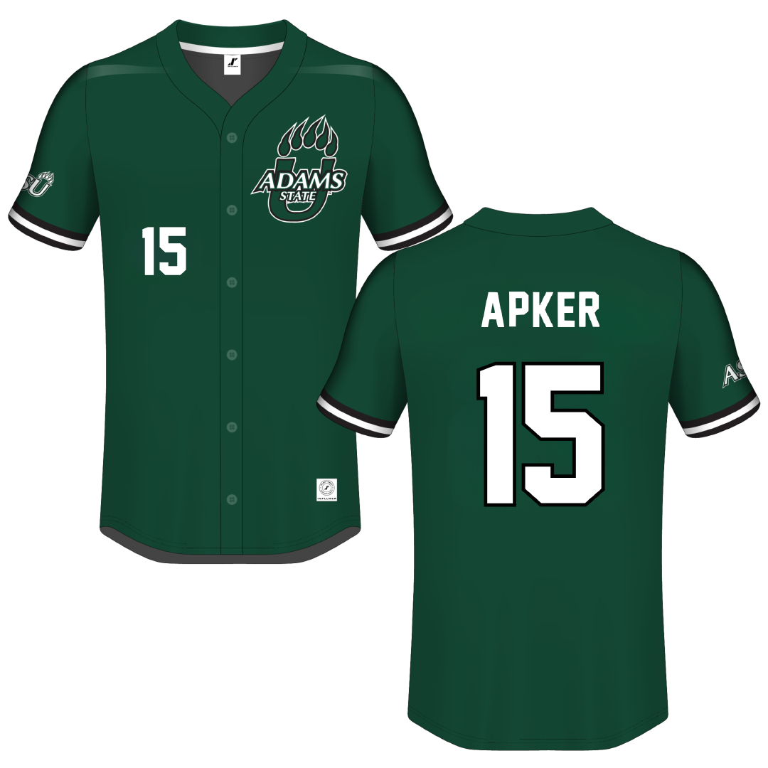 Adams State University Green Button-Down Jersey - #15 Cory Apker