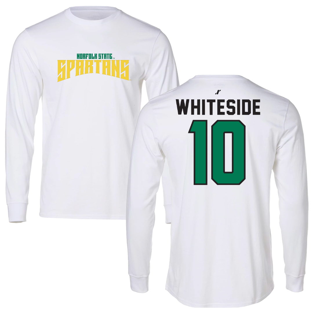 Norfolk State University Football White Classic Performance Long Sleeve - #10 Izayah Whiteside