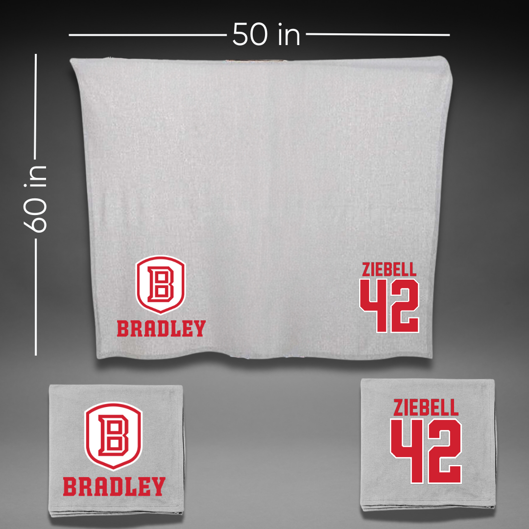 Bradley University Basketball Gray Blanket - #42 Callie Ziebell