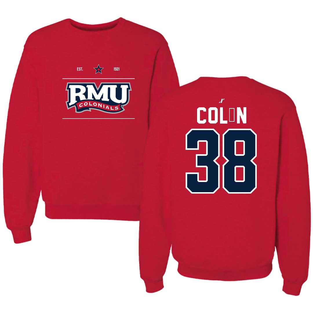 Robert Morris University Lacrosse Red General Crewneck - #38 Sam Colón