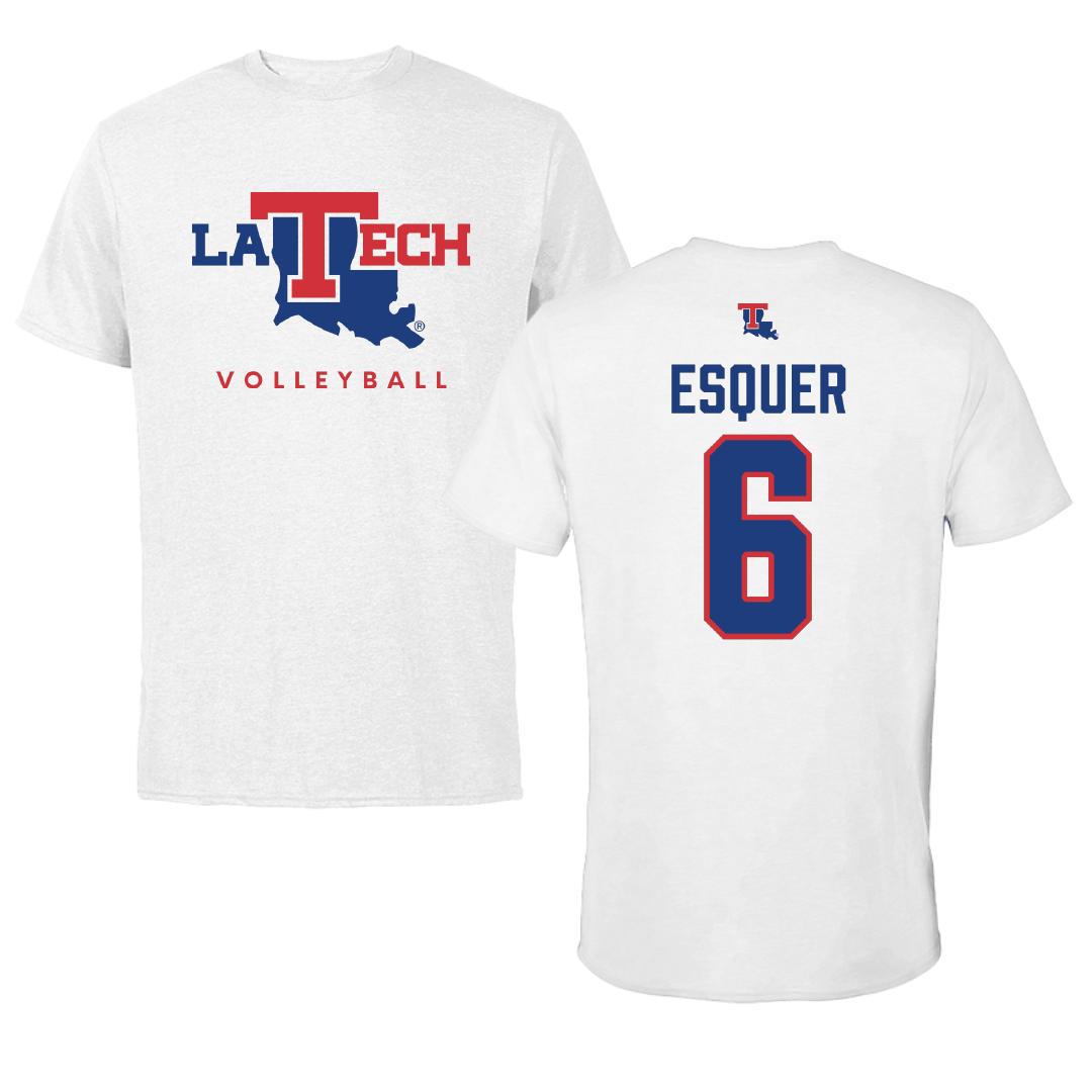 Louisiana Tech University Volleyball White Performance Tee - #6 Carla Esquer