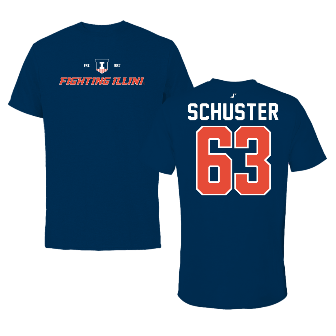University of Illinois Football Navy General Performance Tee - #63 Dezmond Schuster