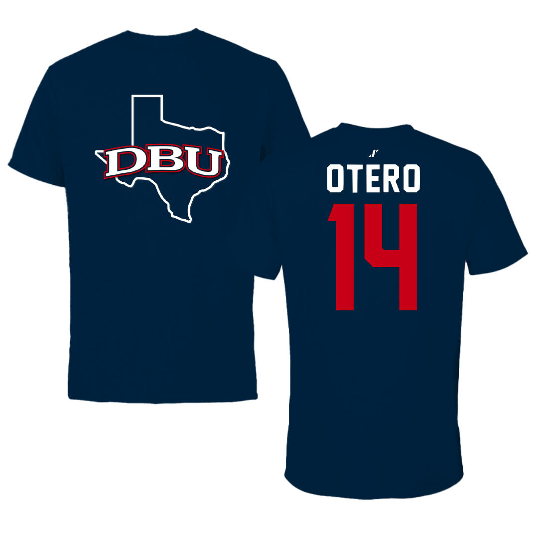 Dallas Baptist University Volleyball Navy State Tee - #14 Lindsey Otero