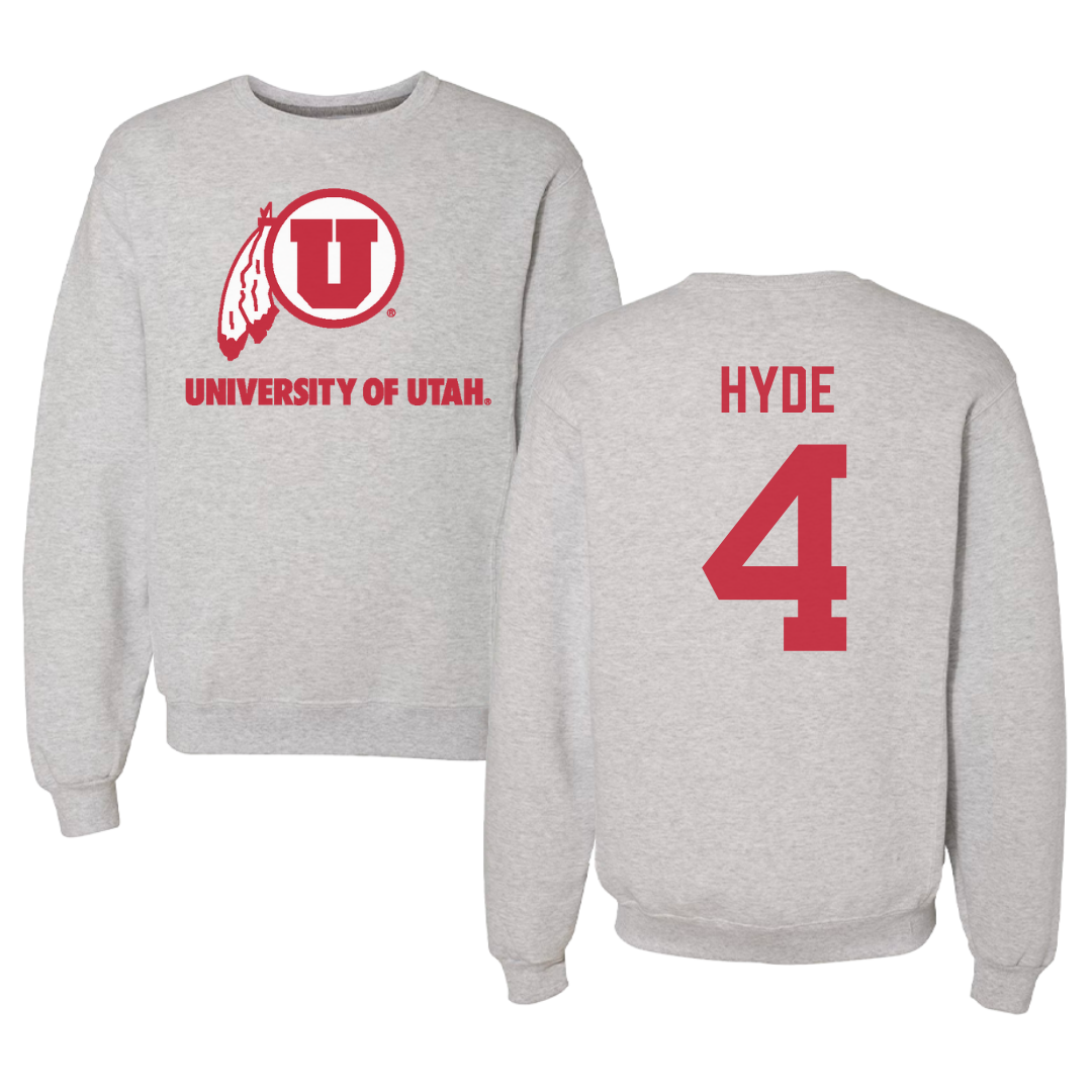 University of Utah Lacrosse Gray Crewneck - #4 Jordan Hyde