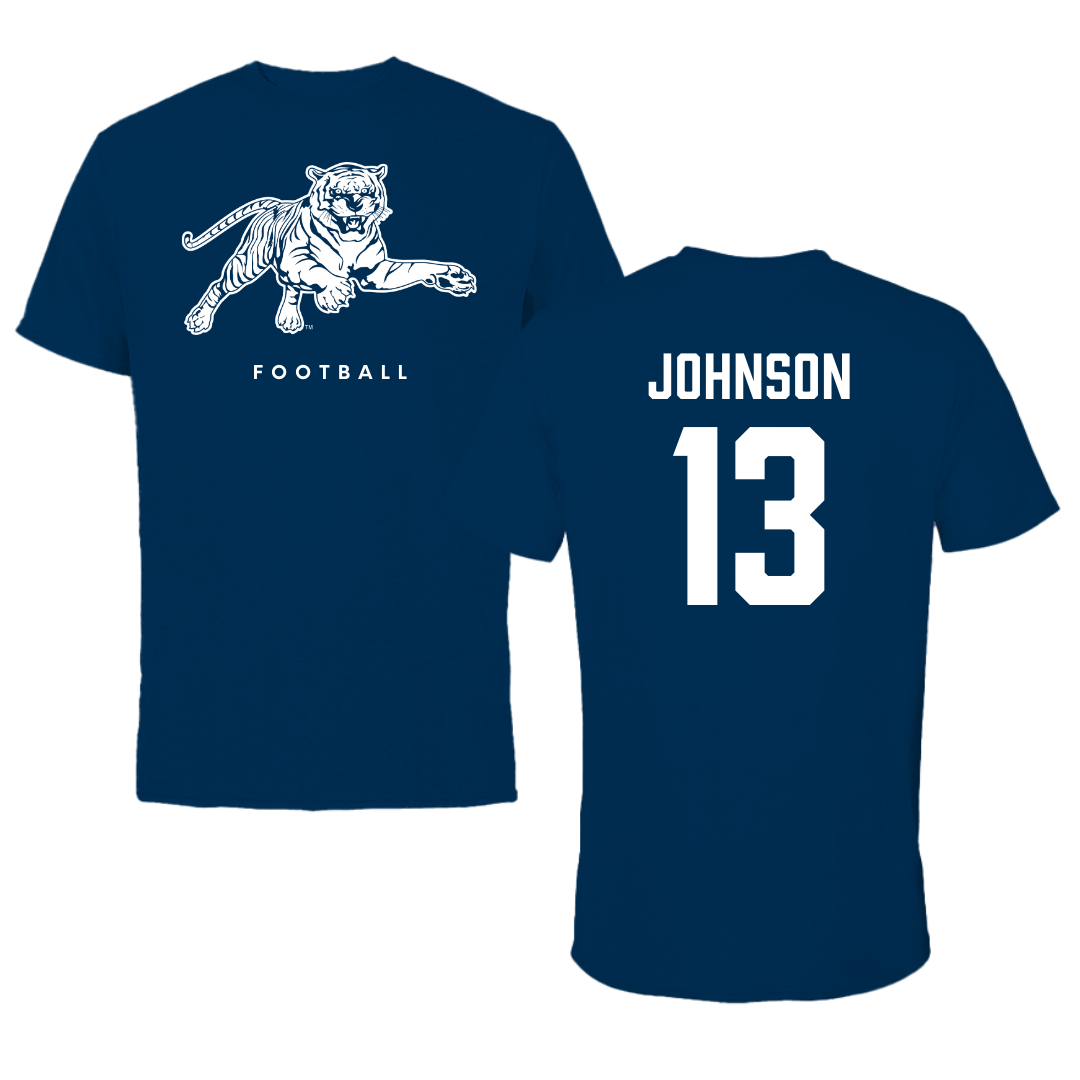 Jackson State University Football Navy Tee - #13 Brandon Johnson