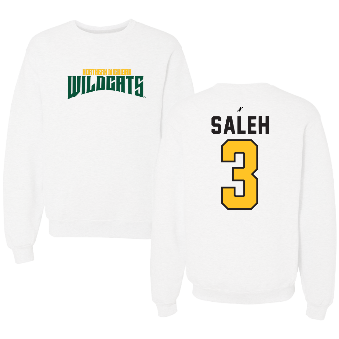 Northern Michigan University Football White Classic Crewneck - #3 Adam Saleh