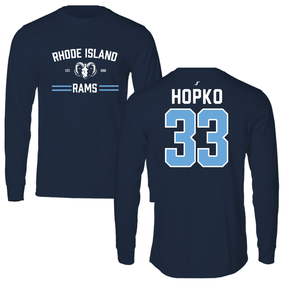 University of Rhode Island Baseball Navy General Performance Long Sleeve - #33 Jack Hopko
