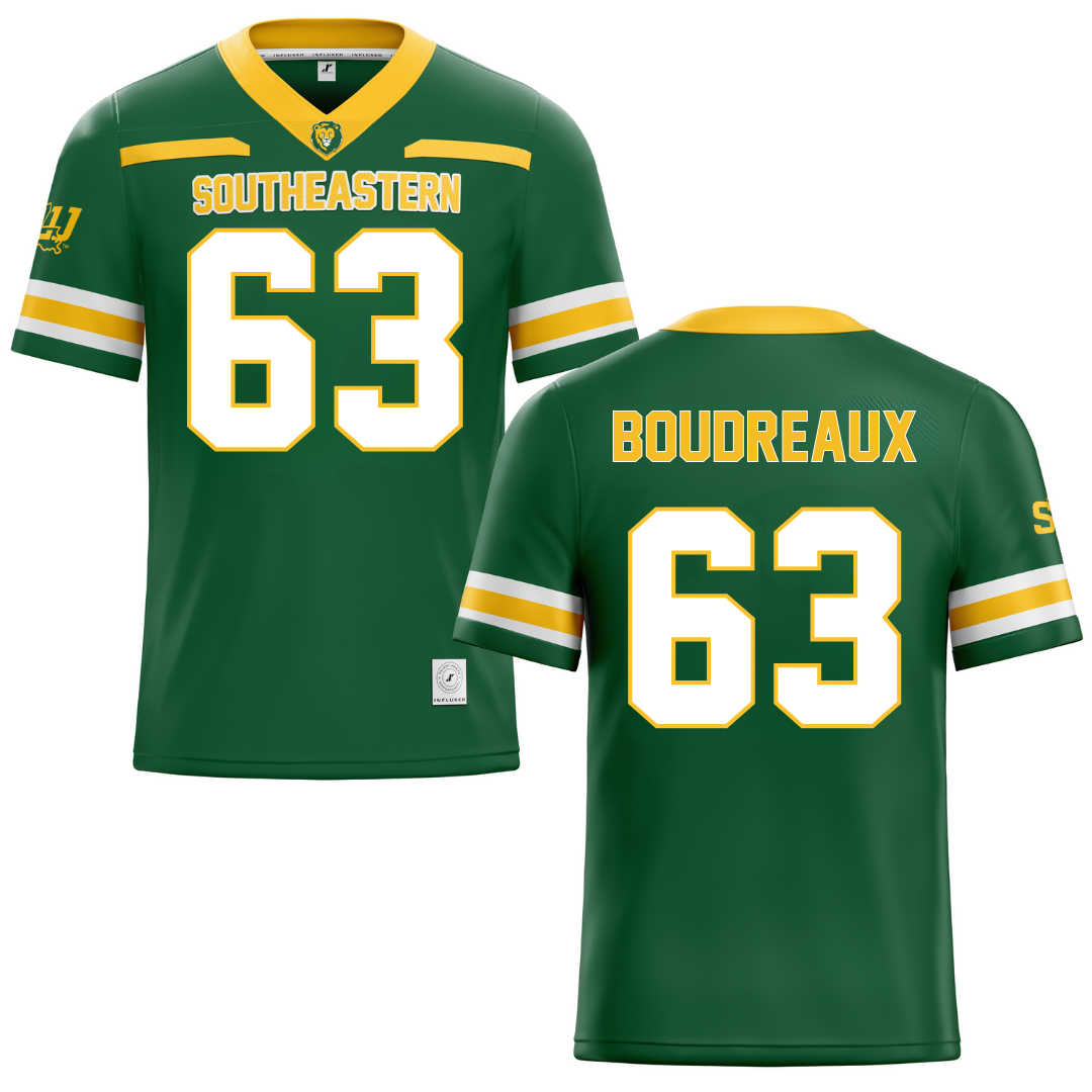 Southeastern Louisiana University Green Football Jersey - #63 Corin Boudreaux