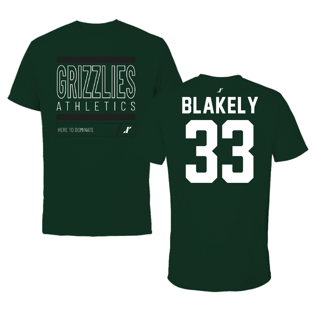 Adams State University Football Forest Green Dominate Performance Tee - #33 Psyer Blakely