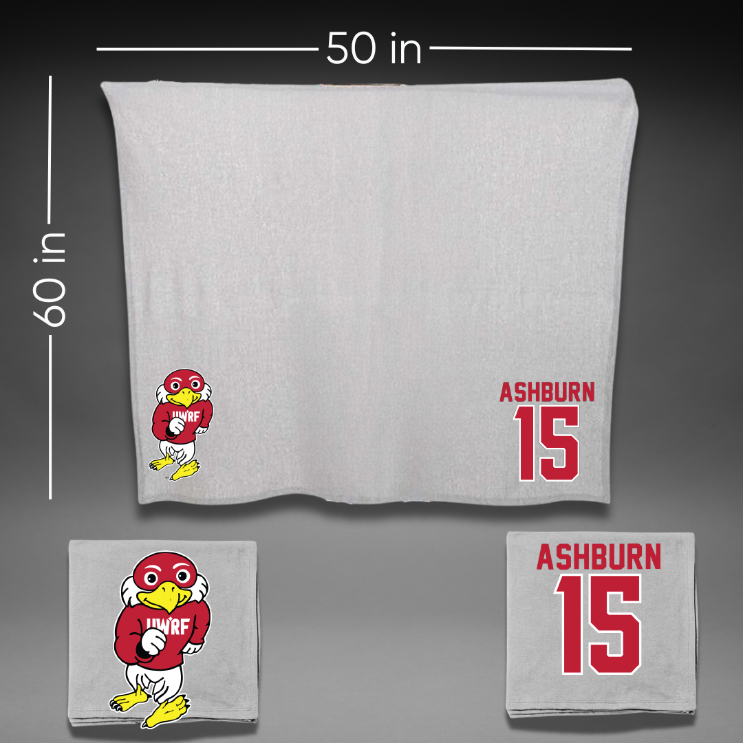 University of Wisconsin-River Falls Basketball Gray Blanket - #15 Riley Ashburn