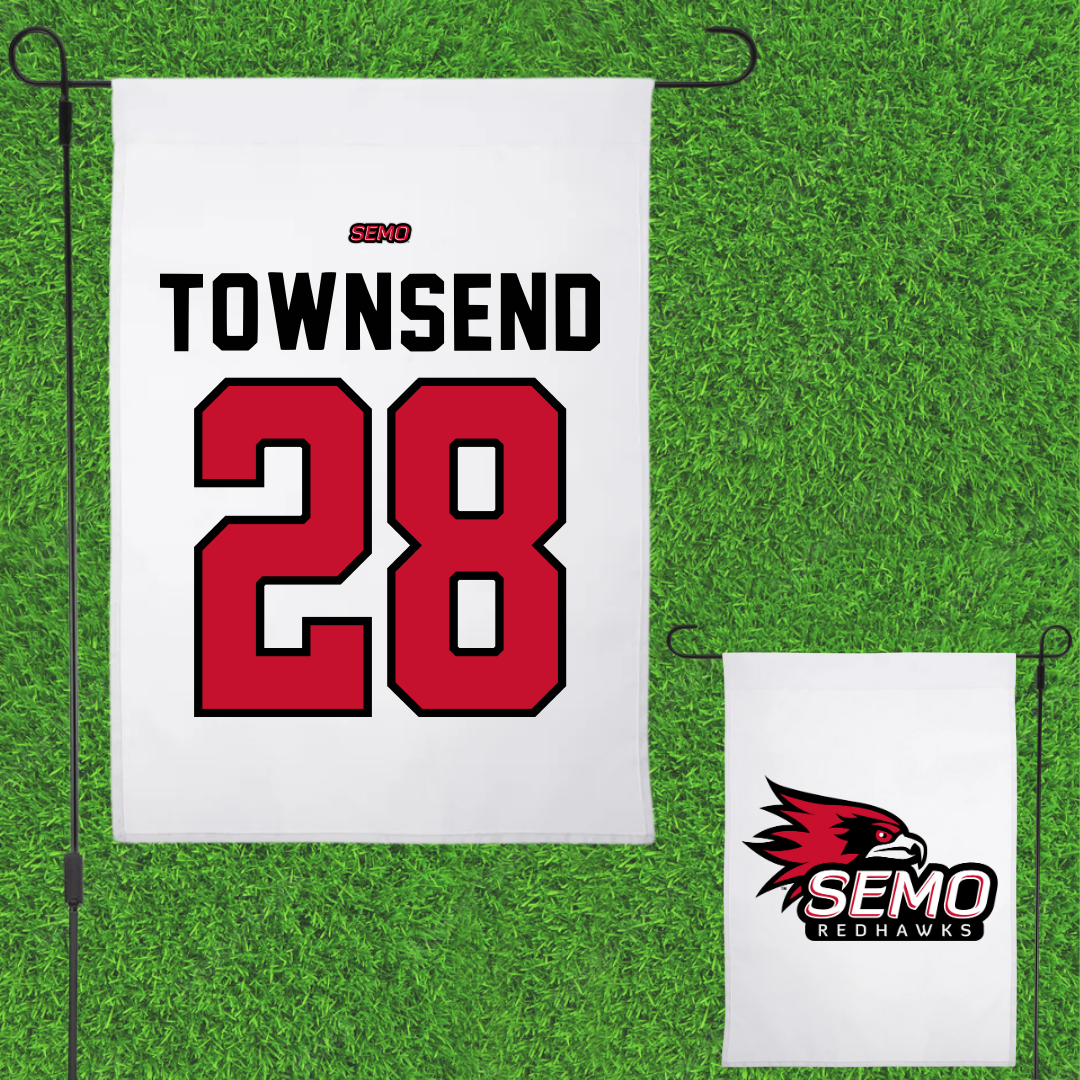 Southeast Missouri State University Football White Garden Flag - #28 Amare Townsend