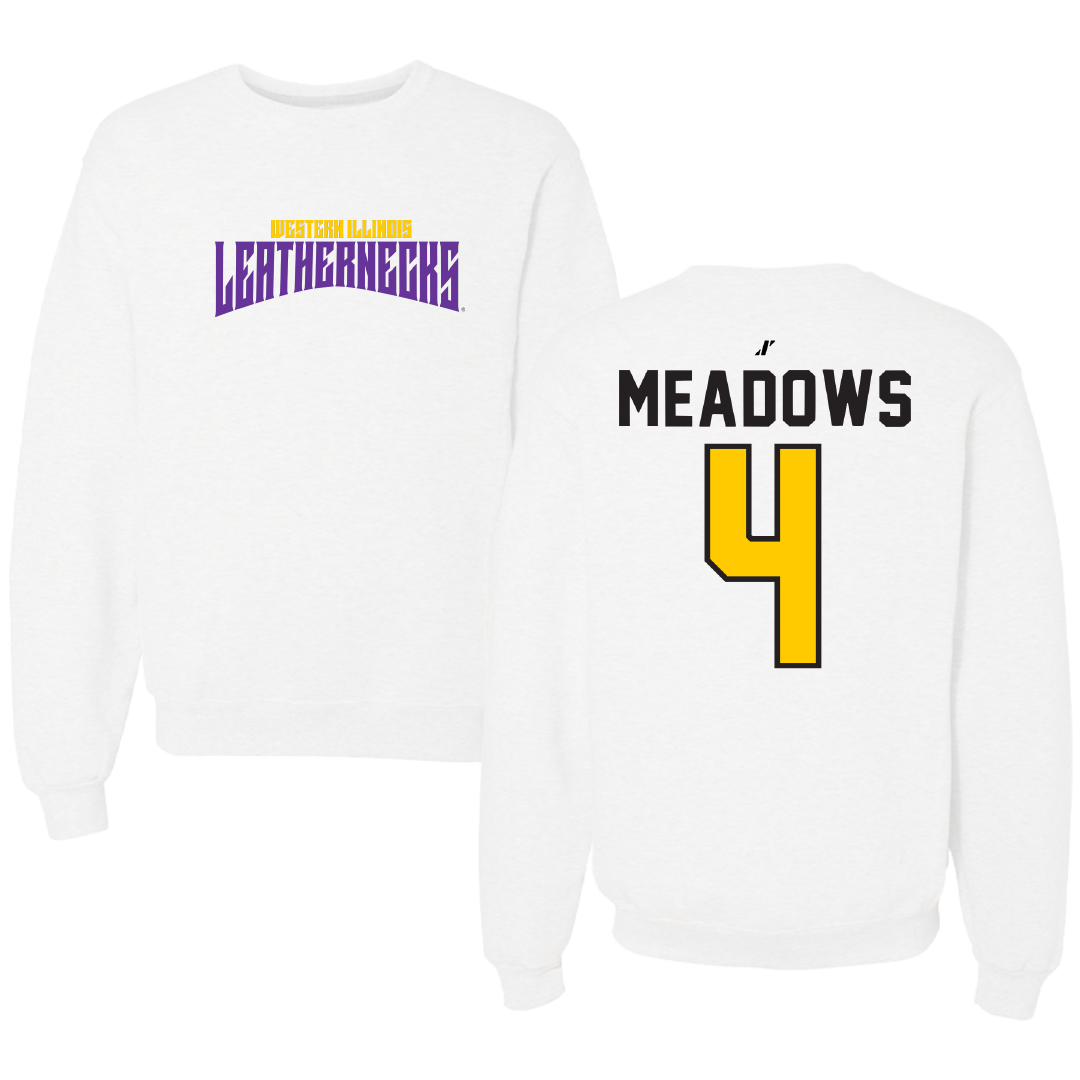 Western Illinois University Basketball White Classic Crewneck - #4 Allie Meadows