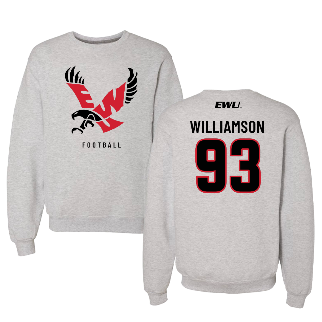 Eastern Washington University Football Gray Crewneck - #93 Ethan Williamson
