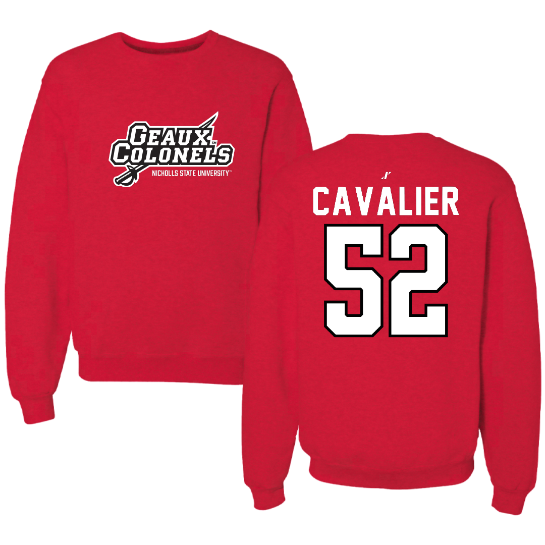 Nicholls State University Football Red General Crewneck - #52 Andrew Cavalier