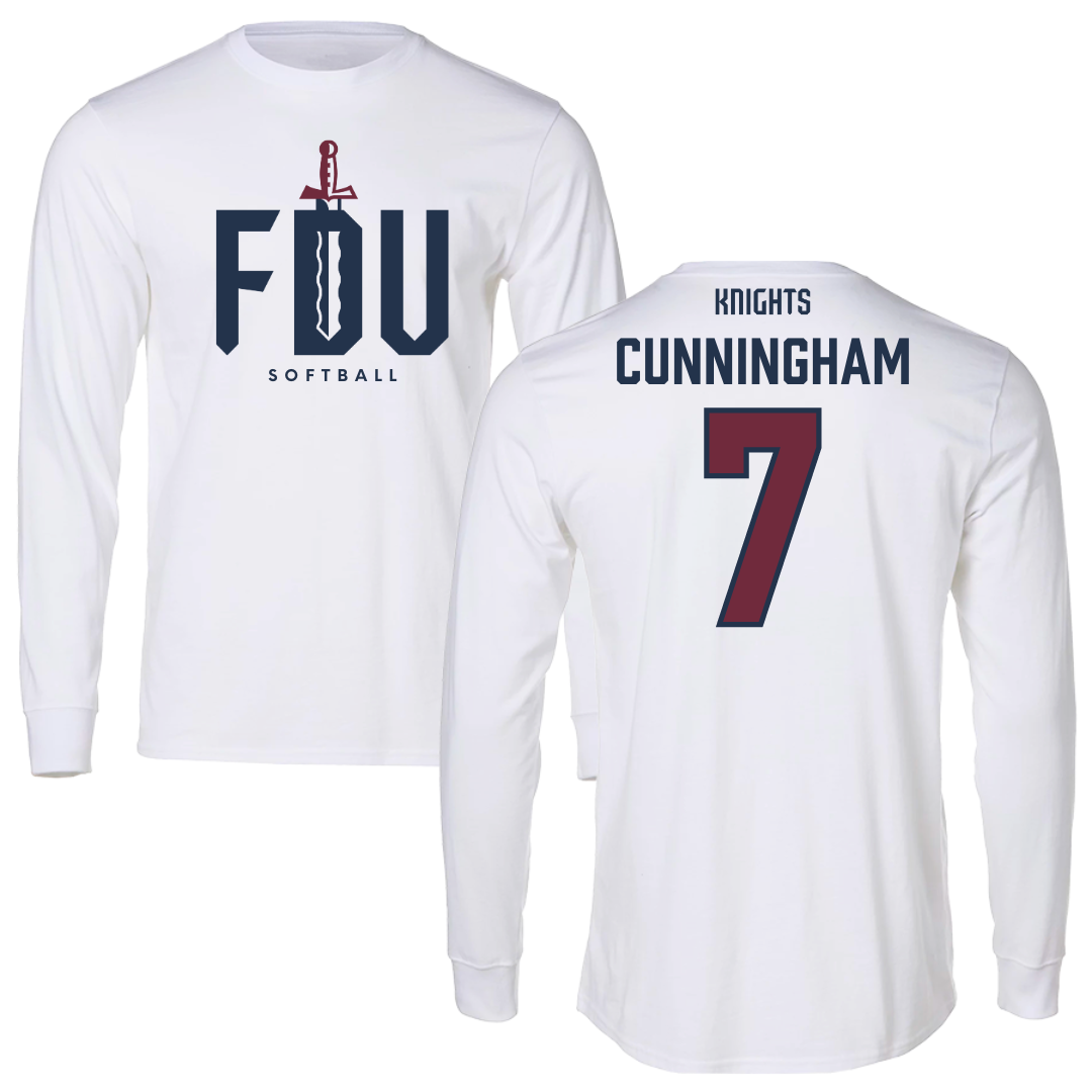 Fairleigh Dickinson University-Metropolitan Campus Softball White Long Sleeve - #7 Riley Cunningham