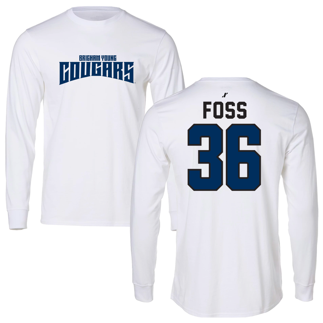 Brigham Young University Baseball White Classic Performance Long Sleeve - #36 Carter Foss