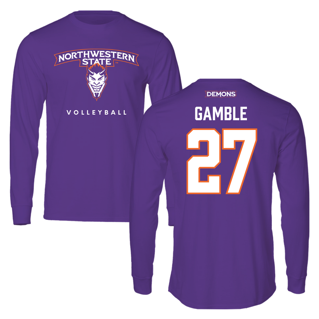 Northwestern State University Volleyball Purple Performance Long Sleeve - #27 Jordan Gamble